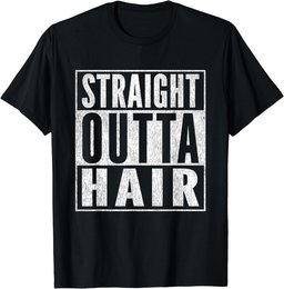 Mens Funny Bald Joke Straight Outta Hair Loss Baldness T-Shirt