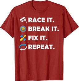 Race, Break, Fix and Repeat Fun Racing Mechanic Gift T-Shirt