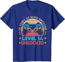 Vintage 14th Birthday Level 14 Unlocked Funny Gamer Gift T-Shirt