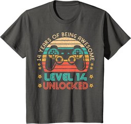 Vintage 14th Birthday Level 14 Unlocked Funny Gamer Gift T-Shirt