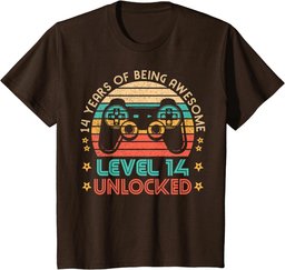 Vintage 14th Birthday Level 14 Unlocked Funny Gamer Gift T-Shirt