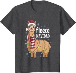Fleece Feliz Navidad Funny Cute Llama Christmas T-Shirt