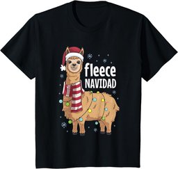 Fleece Feliz Navidad Funny Cute Llama Christmas T-Shirt