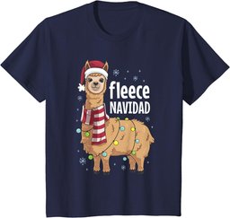 Fleece Feliz Navidad Funny Cute Llama Christmas T-Shirt