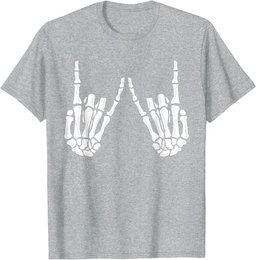 Skeleton Hand Gestures - Rock Skeleton Hands - Halloween T-Shirt