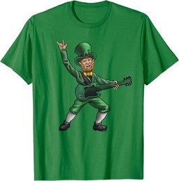 St Patrick's Day Rock and Roll Leprechaun Guitar Shirt T-Shirt