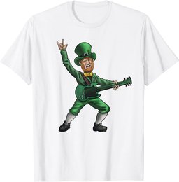 St Patrick's Day Rock and Roll Leprechaun Guitar Shirt T-Shirt