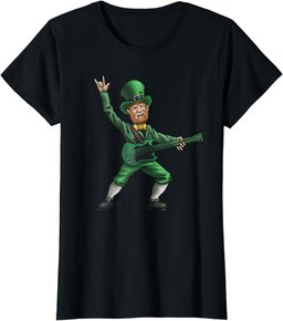 St Patrick's Day Rock and Roll Leprechaun Guitar Shirt T-Shirt
