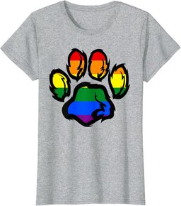 Pride LGBTQ Rainbow Furry Dog Paw Print T-Shirt