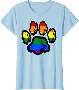 Pride LGBTQ Rainbow Furry Dog Paw Print T-Shirt