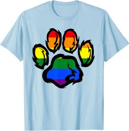 Pride LGBTQ Rainbow Furry Dog Paw Print T-Shirt