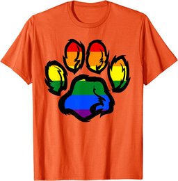 Pride LGBTQ Rainbow Furry Dog Paw Print T-Shirt