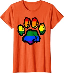 Pride LGBTQ Rainbow Furry Dog Paw Print T-Shirt