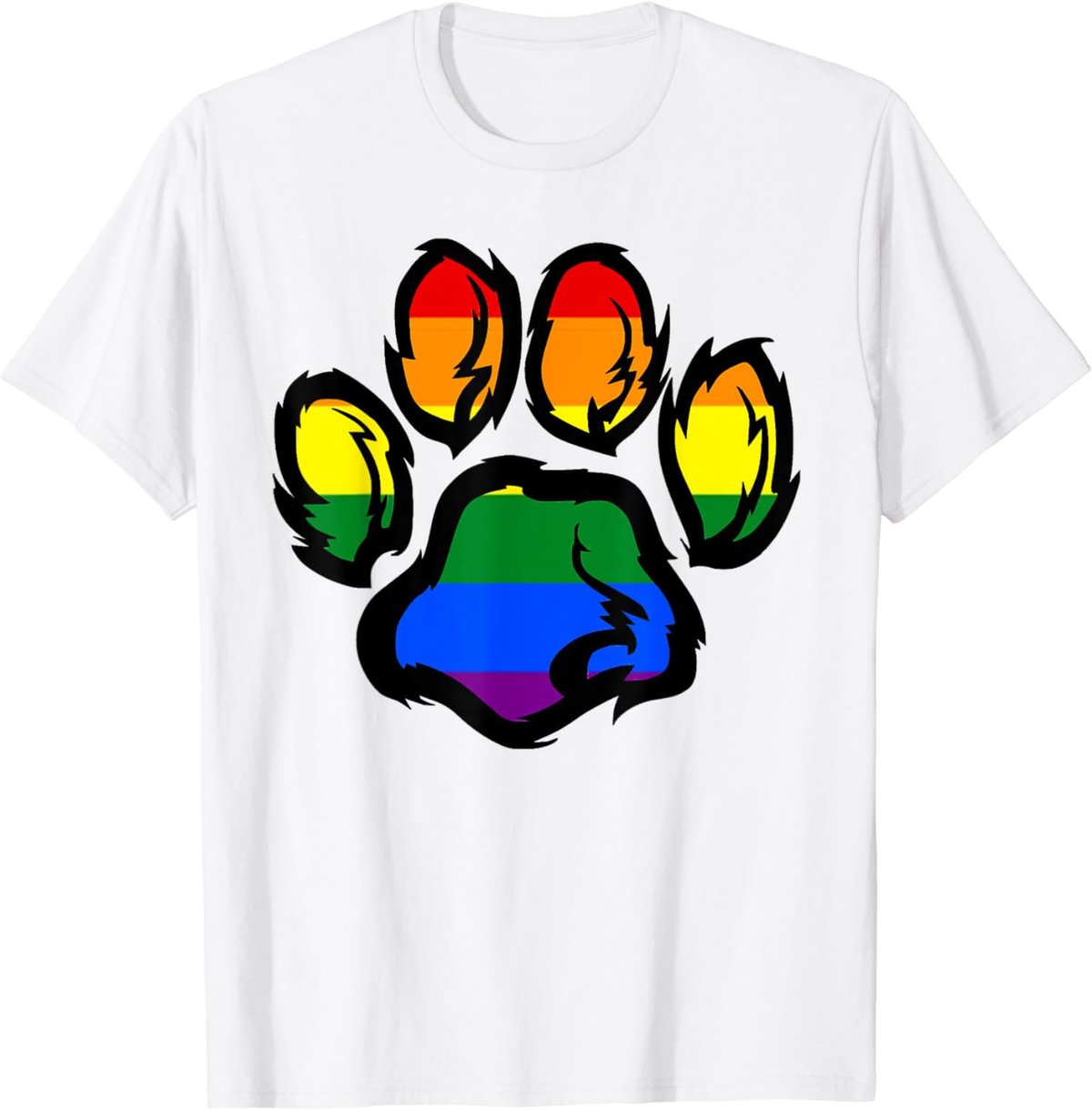 Pride LGBTQ Rainbow Furry Dog Paw Print T-Shirt