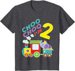 Youth Train Choo Choo I'm 2 Year Old Toddler 2nd Birthday Gift T-Shirt