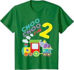 Youth Train Choo Choo I'm 2 Year Old Toddler 2nd Birthday Gift T-Shirt