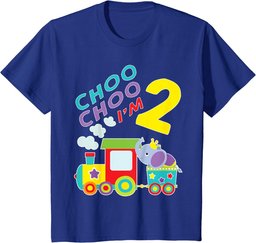 Youth Train Choo Choo I'm 2 Year Old Toddler 2nd Birthday Gift T-Shirt