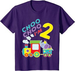 Youth Train Choo Choo I'm 2 Year Old Toddler 2nd Birthday Gift T-Shirt