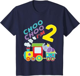 Youth Train Choo Choo I'm 2 Year Old Toddler 2nd Birthday Gift T-Shirt