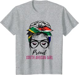 Messy Bun South Africa Flag Proud South African Girl T-Shirt
