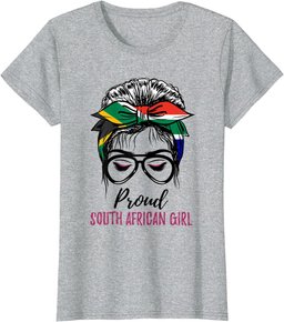 Messy Bun South Africa Flag Proud South African Girl T-Shirt