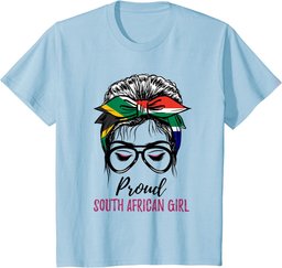 Messy Bun South Africa Flag Proud South African Girl T-Shirt