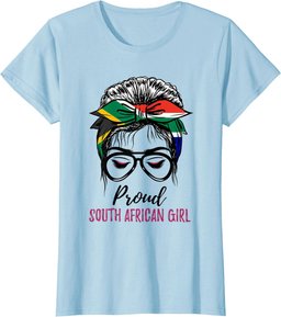 Messy Bun South Africa Flag Proud South African Girl T-Shirt