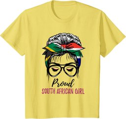 Messy Bun South Africa Flag Proud South African Girl T-Shirt