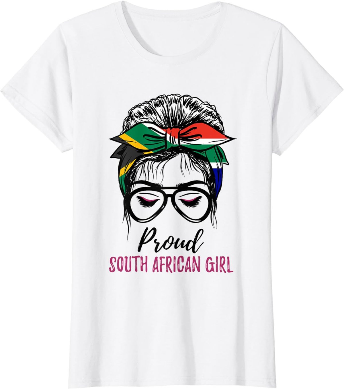 Messy Bun South Africa Flag Proud South African Girl T-Shirt