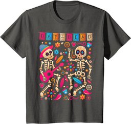 Colorful Dancing Mexican Skeletons - Cute Day Of The Dead T-Shirt
