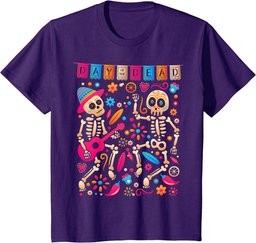Colorful Dancing Mexican Skeletons - Cute Day Of The Dead T-Shirt