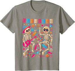 Colorful Dancing Mexican Skeletons - Cute Day Of The Dead T-Shirt
