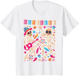 Colorful Dancing Mexican Skeletons - Cute Day Of The Dead T-Shirt