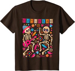 Colorful Dancing Mexican Skeletons - Cute Day Of The Dead T-Shirt