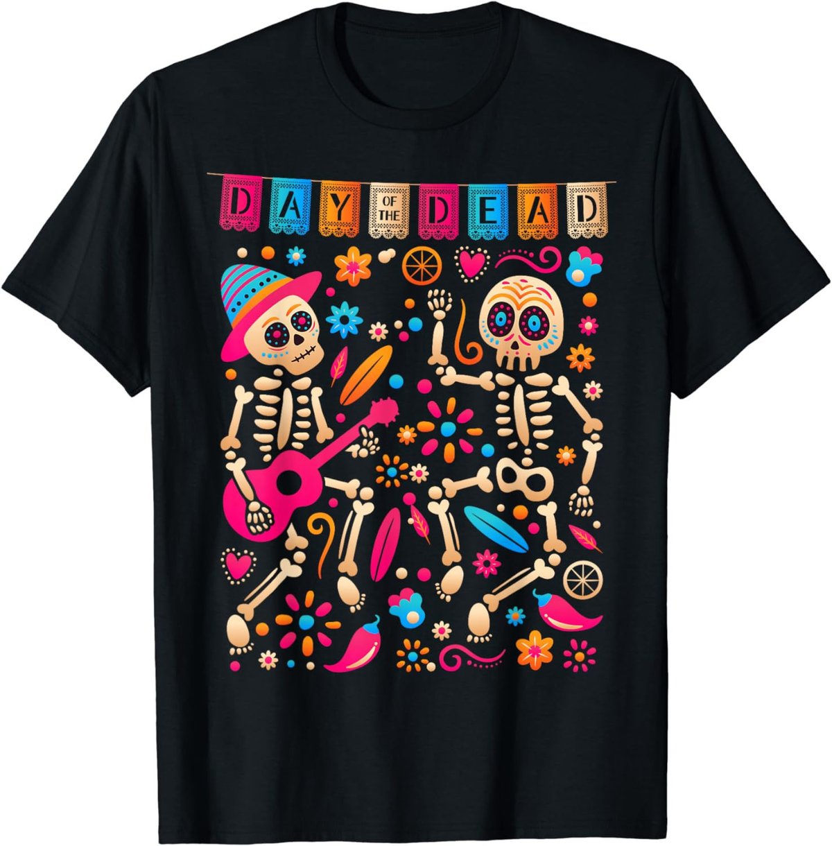 Colorful Dancing Mexican Skeletons - Cute Day Of The Dead T-Shirt