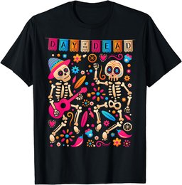 Colorful Dancing Mexican Skeletons - Cute Day Of The Dead T-Shirt
