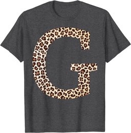 letter G leopard skin print pattern initial name monogram T-Shirt