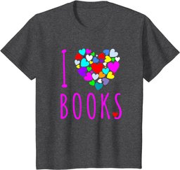 I Love Books T Shirt Heart Love Reading Shirt Book Club T-Shirt
