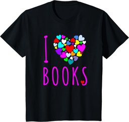 I Love Books T Shirt Heart Love Reading Shirt Book Club T-Shirt