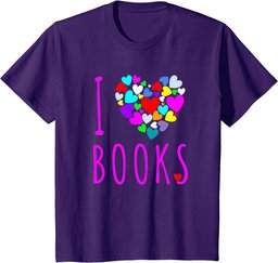 I Love Books T Shirt Heart Love Reading Shirt Book Club T-Shirt