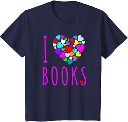 I Love Books T Shirt Heart Love Reading Shirt Book Club T-Shirt