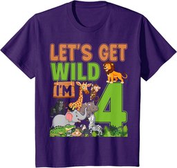 4 Year Old Zoo Birthday Safari Jungle Animal 4th Birthday T-Shirt