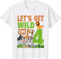 4 Year Old Zoo Birthday Safari Jungle Animal 4th Birthday T-Shirt