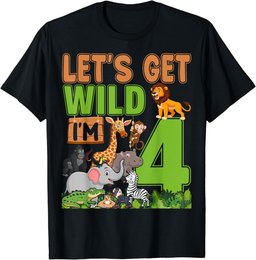 4 Year Old Zoo Birthday Safari Jungle Animal 4th Birthday T-Shirt