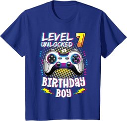 Youth 7 Years Old Birthday Level 7 Unlocked Gamer 7th Birthday Boy T-Shirt