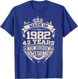 Vintage Made In 1982 42 Years Of Being Awesome Birthday Men T-Shirt