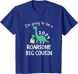 Youth I'm Going To Be A Roarsome Big Cousin 2024 Dinosaur Promoted T-Shirt