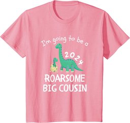 Youth I'm Going To Be A Roarsome Big Cousin 2024 Dinosaur Promoted T-Shirt