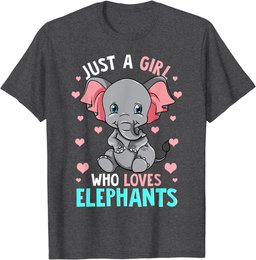 Elephant T Shirt Kids Women Just A Girl Who Loves Elephants T-Shirt