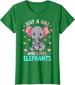 Elephant T Shirt Kids Women Just A Girl Who Loves Elephants T-Shirt